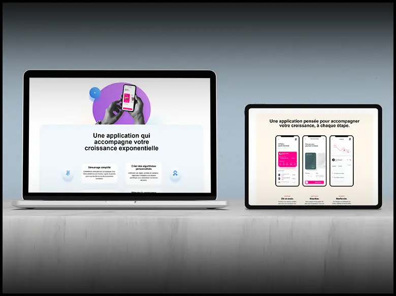 mockup de 2 ecrans avec un site Saas
