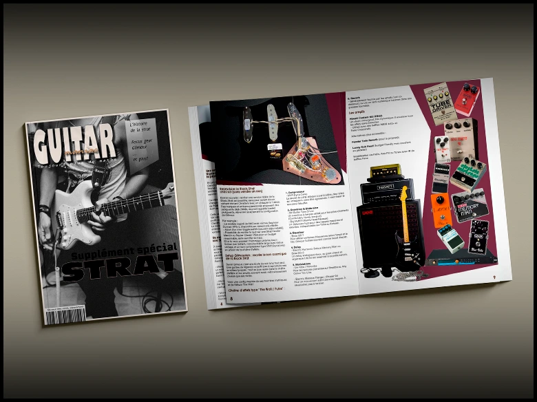 magazine de guitare avec des pages ouvertes