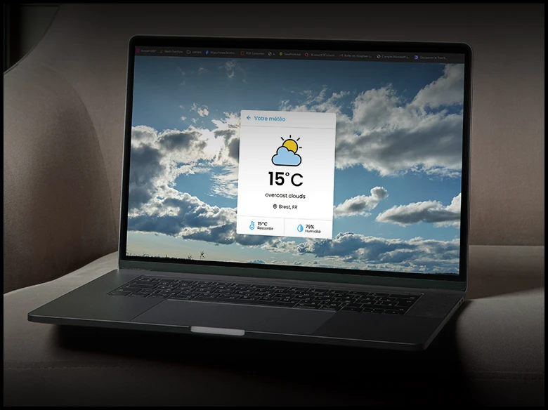Capture d'ecran de l'appli station meteo avec geolocalisation
